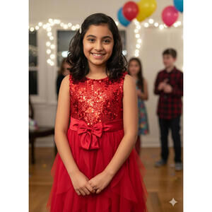 Bonnie Jean Red Sequin Party Dress for Girls Size 12